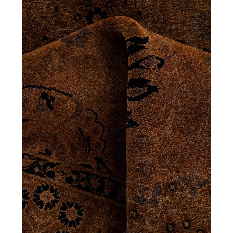 Overdyed One-of-a-Kind Hand-Knotted Runner Rug - Brown - 3' 2" x 16' 7"