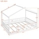 preview thumbnail 3 of 25, Full Size House Bed with Roof and Fence, Pine Wood Frame