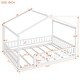 preview thumbnail 5 of 7, Full Size Wood Floor Bed Frame,Pine Wood House Bed with Roof and Fence, for Kids, Boys or Girls,White