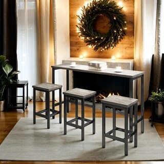 Counter Height Extra Long Dining Table Set with 3 Stools Pub Kitchen ...