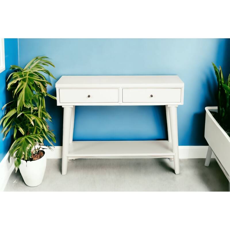 Solid Wood Console Table with Drawers and Floor Shelf - 42” L x 14” W x 33” H