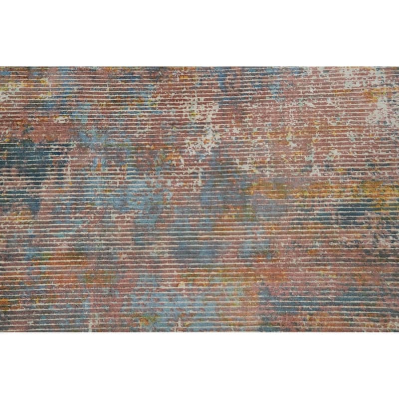 Hand Knotted Oriental Viscose Silk Carpet Modern Abstract Multi-Colored Abstract Area Rug - 7' 6'' X 5' 5''