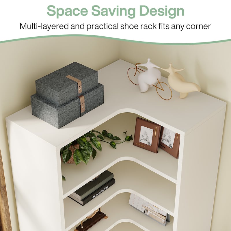 9-Tier Corner Shelf, 65" Tall Modern Corner Bookshelf Bookcase