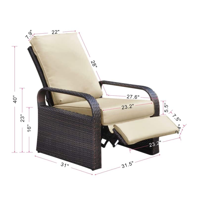 Comfy Wicker Adjustable Chair with Aluminum Frame