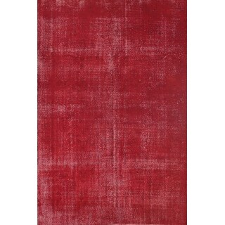 Over-Dyed Red Anatolian Turkish Vintage Area Rug Handmade Wool Carpet ...