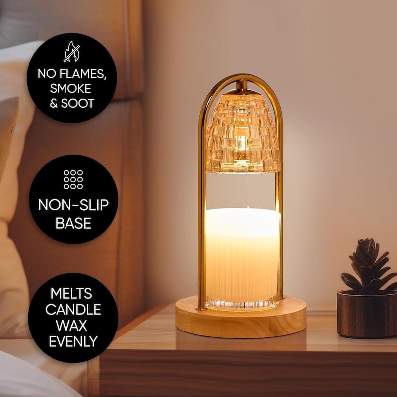 Sheffield Home Glass Candle Warmer Lamp, Flameless Candle and Wax Melter for Long-Lasting Fragrance