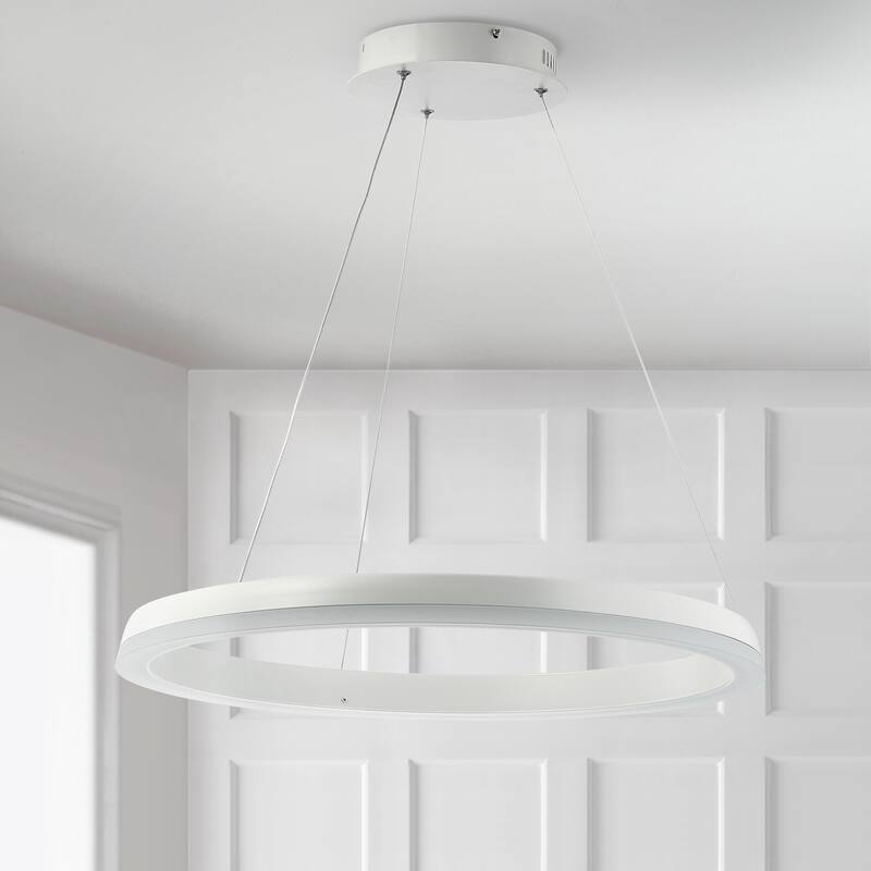 Benton 23.5" 1-Light LED Metal Hoop Pendant, by JONATHAN Y
