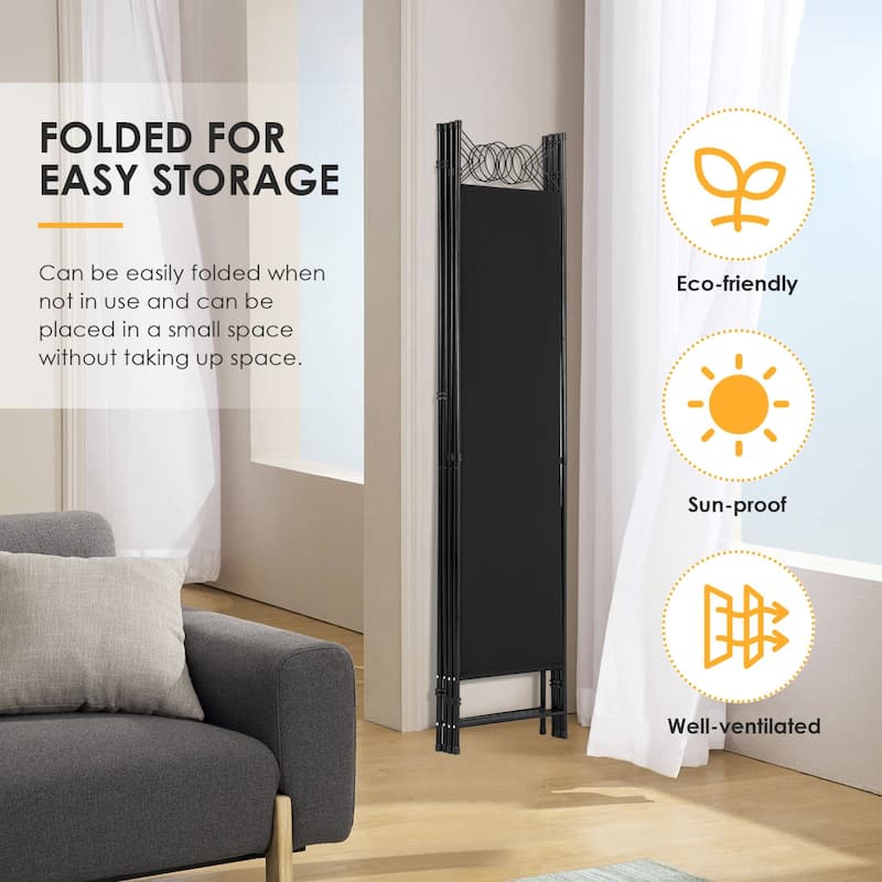 Leander Black 4-Panel Folding Room Divider Screen