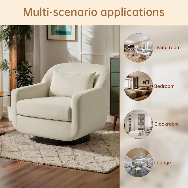 Miles Chenille Scandinavian Swivel Lounge Armchair