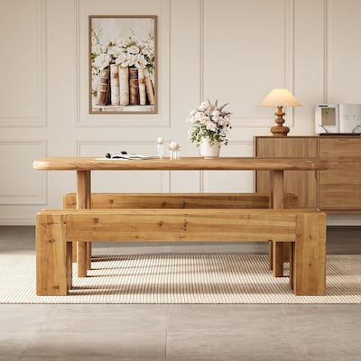 Solid Wood Dining Bench, 63" Long Heavy Duty Kitchen Table Bench