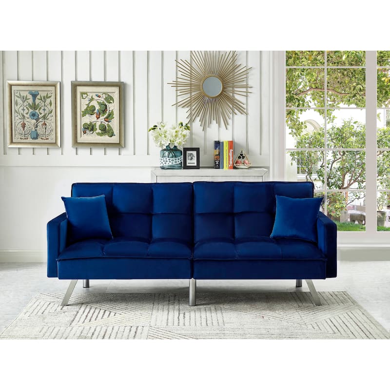 Comfortable Velvet Sleeper Sofa Bed by Legend Furniture - Blue