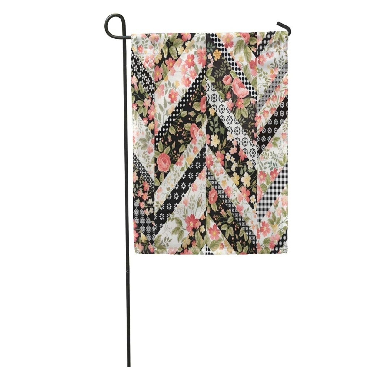 Shop Flower Floral Patchwork Pattern Roses Quilt Zag Zig Abstract