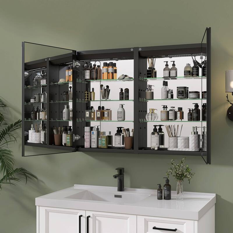 40'' W 30'' H Recessed Frameless Medicine Cabinet Mirror 6 Adjustable