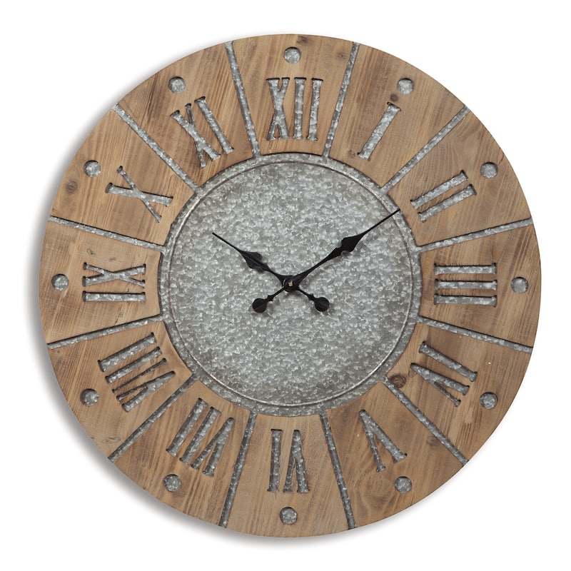 Payson Gray/Brown Modern Farmhouse Wooden Wall Clock - 30.75" W x 1" D x 30.75" H