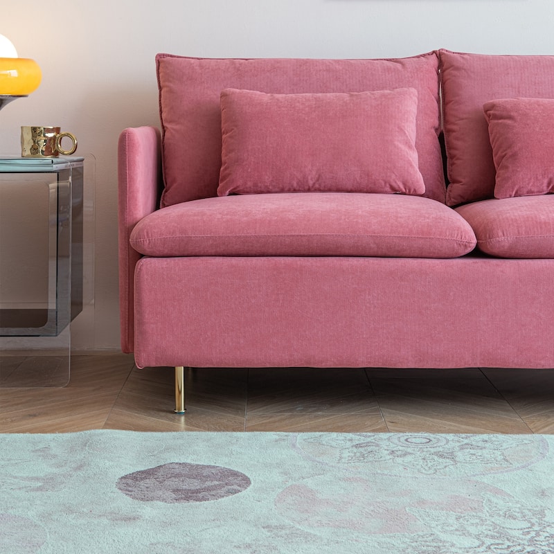 63.8"W Cotton Linen Loveseat Sofa Couch with Pillows