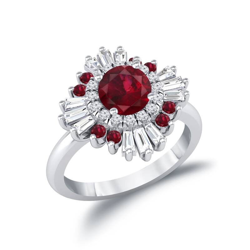 Auriya 1 1/6ct Red Ruby and Diamond Ballerina Engagement Ring 3/5ctw 14k Gold