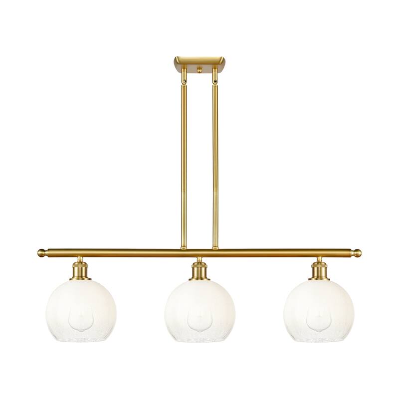 Innovations Lighting Endless Possibilities Ballston - Brookhaven Globe - 3 Light 36" Stem Hung Island Light - Satin Gold/Opal