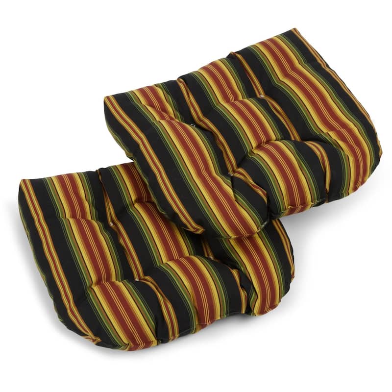 19-inch Rounded Back Indoor/Outdoor Chair Cushions (Set of 2) - 19" x 19" - Lyndhurst Raven