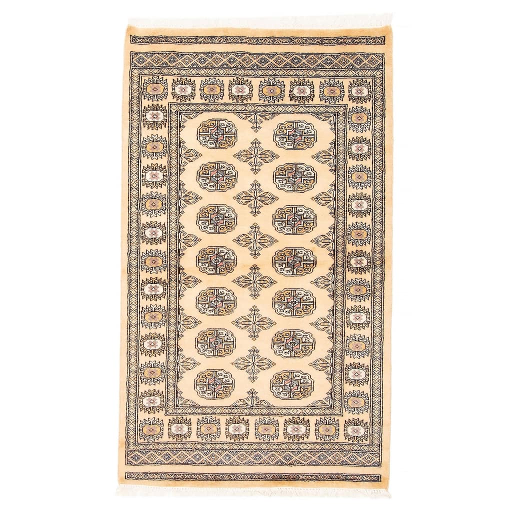 ECARPETGALLERY Hand-knotted Peshawar Bokhara Beige Wool Rug - 3'1 x 5'0