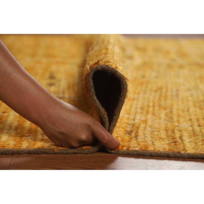 Moroccan Oriental Area Rug Hand-Knotted Orange Tribal Wool Carpet - 5'6" x 7'6"