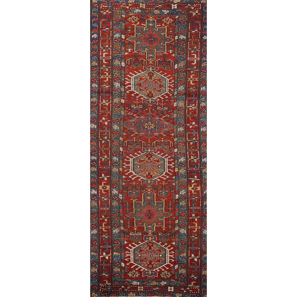 Vegetable Dye Antique Heriz Serapi Persian Runner Wool Carpet - 3'5" x 10'4"