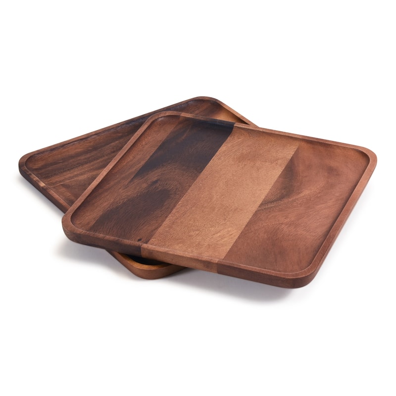 Square Plates - Large - S/2 - Brown - 2 Piece