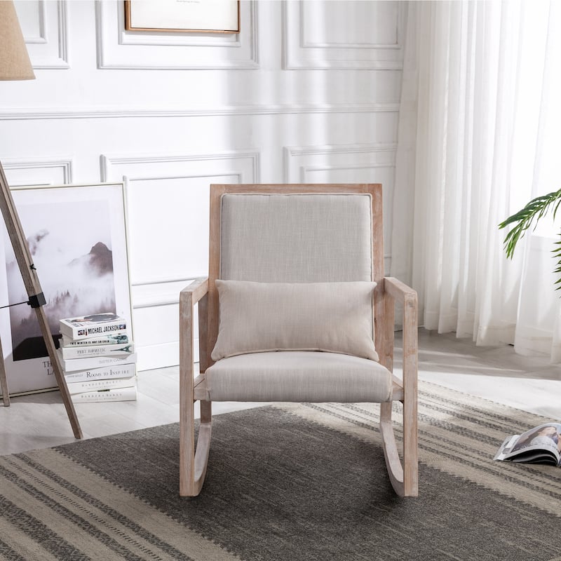 Solid wood linen fabric antique wash painting rocking chair with ...