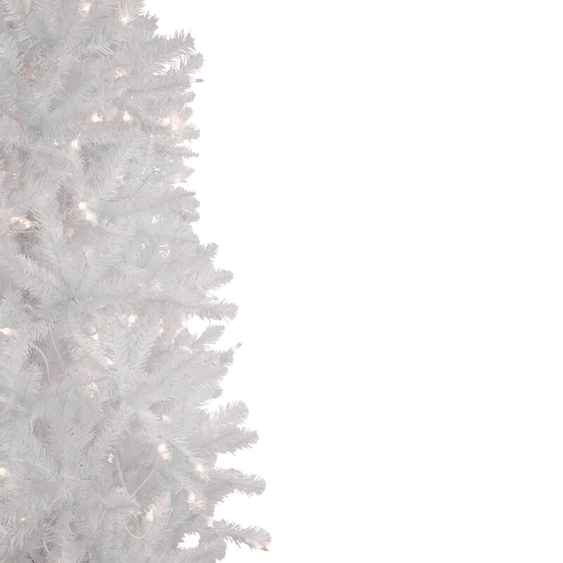 7.5' Rapids White Pine Pencil Artificial Christmas Tree, Clear Lights - 7.5 Foot