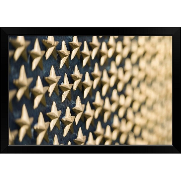 "Field of gold stars on World War II Memorial, Washington, DC" Black Framed Print