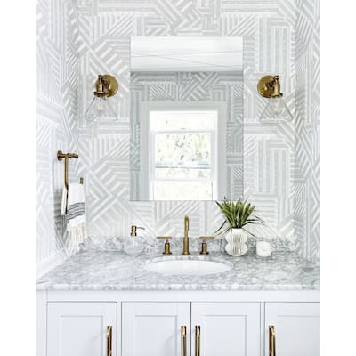 Brenda Etched Modern Frameless Wall Mirror with Dual Mounting Brackets