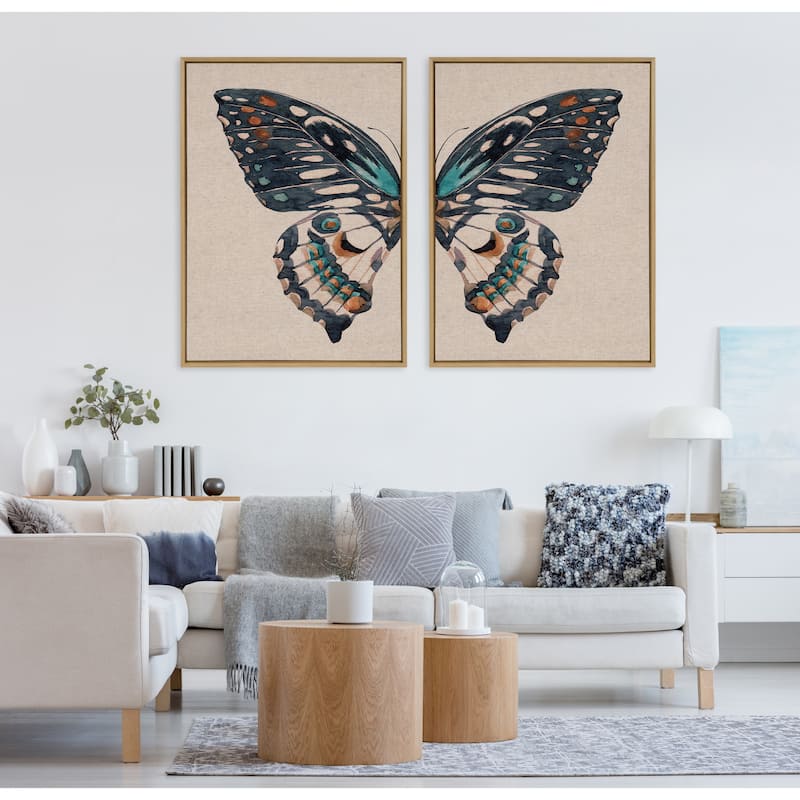 Sylvie Boho Butterfly Framed Canvas Art by Creative Bunch Studio