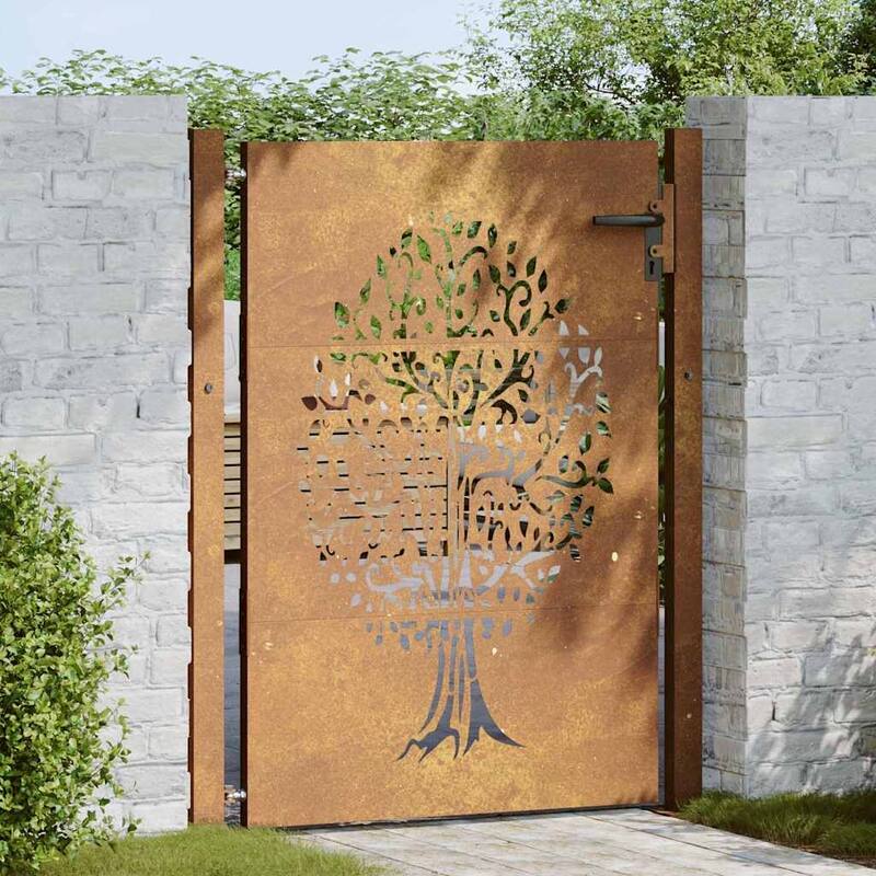 vidaXL Garden Gate Corten Steel Tree Design