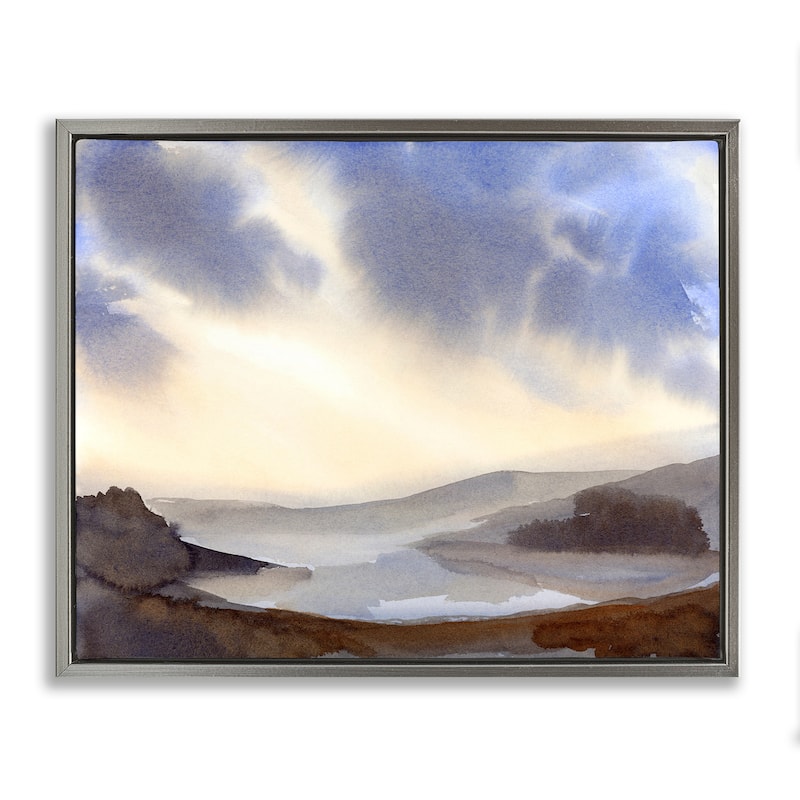 Stupell Dreamy Bay Inlet Horizon Framed Floater Canvas Wall Art Design By Ashley Davis - 31 x 25 - Grey