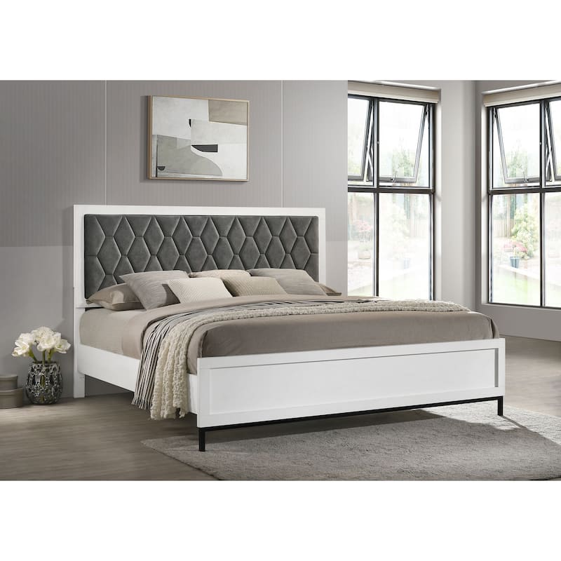 Sonora Upholstered Panel Bed White