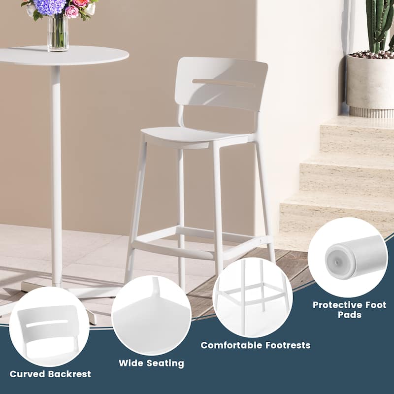 Frond and Form 29.5" Outdoor Patio Poly Plastic Bar Stool (Set of 2)