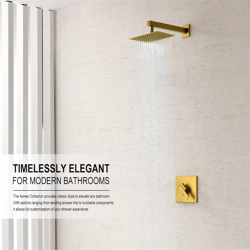 PROOX Wall Mount Square Shower Trim Kit with Single-Spray Shower Head