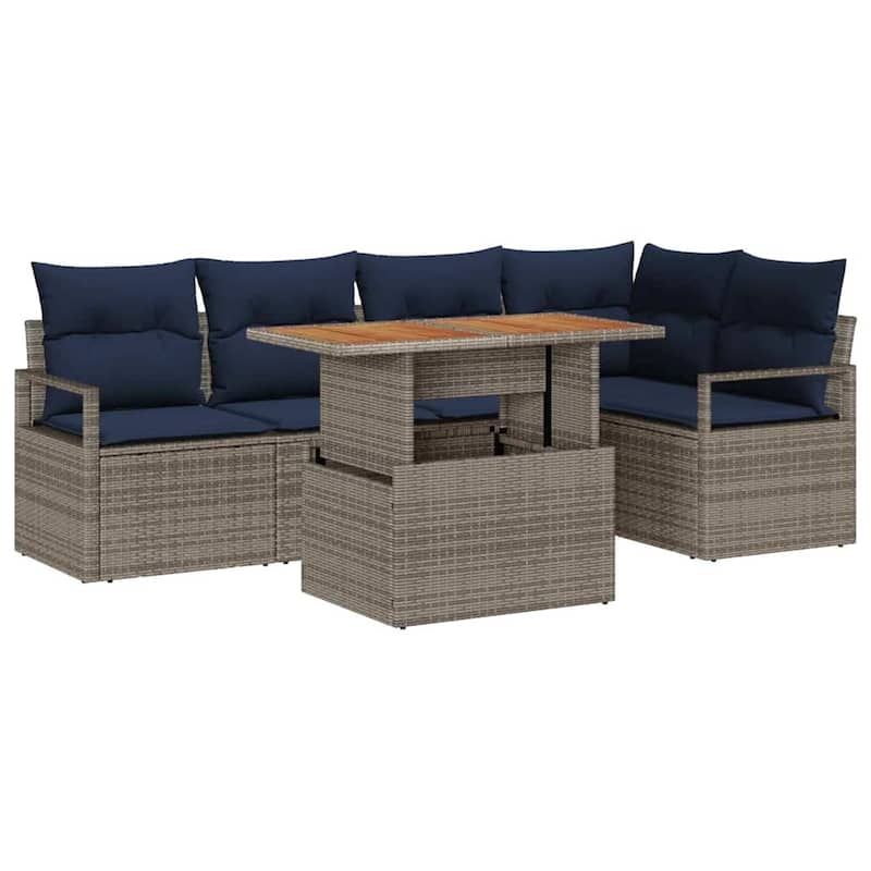 vidaXL 6 Piece Garden Sofa Set with Cushions - 91.3×48×27.2