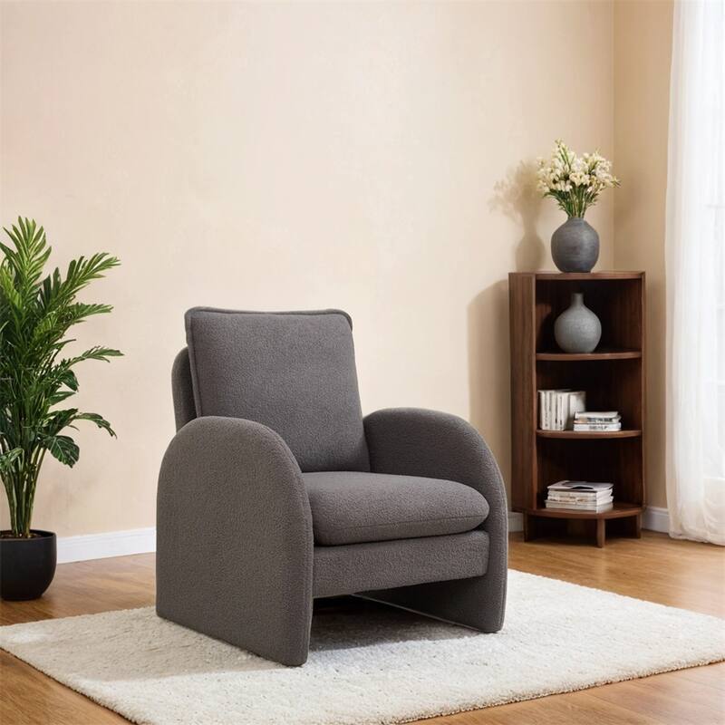 Modern Sherpa Upholstered Accent Chair, Armchair,Lounge Chair