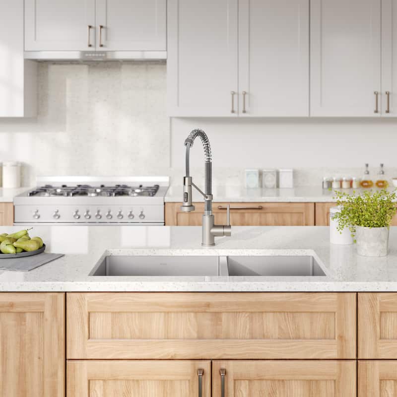 Kraus 3-in-1 Set Undermount Kitchen Sink, Pulldown Faucet, Dispenser