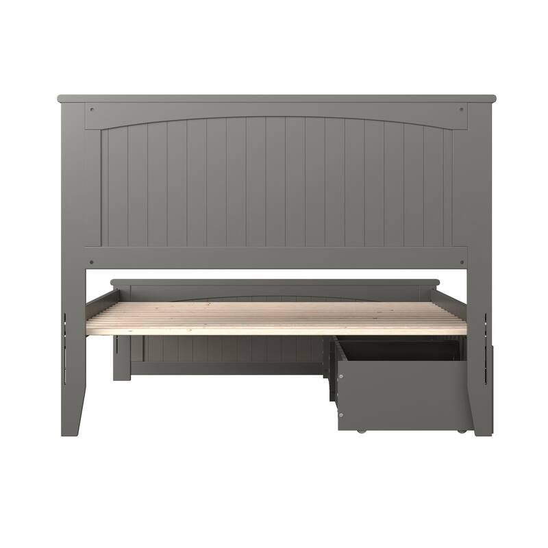 Nantucket Full Platform Bed with 2 Bed Drawers in Grey