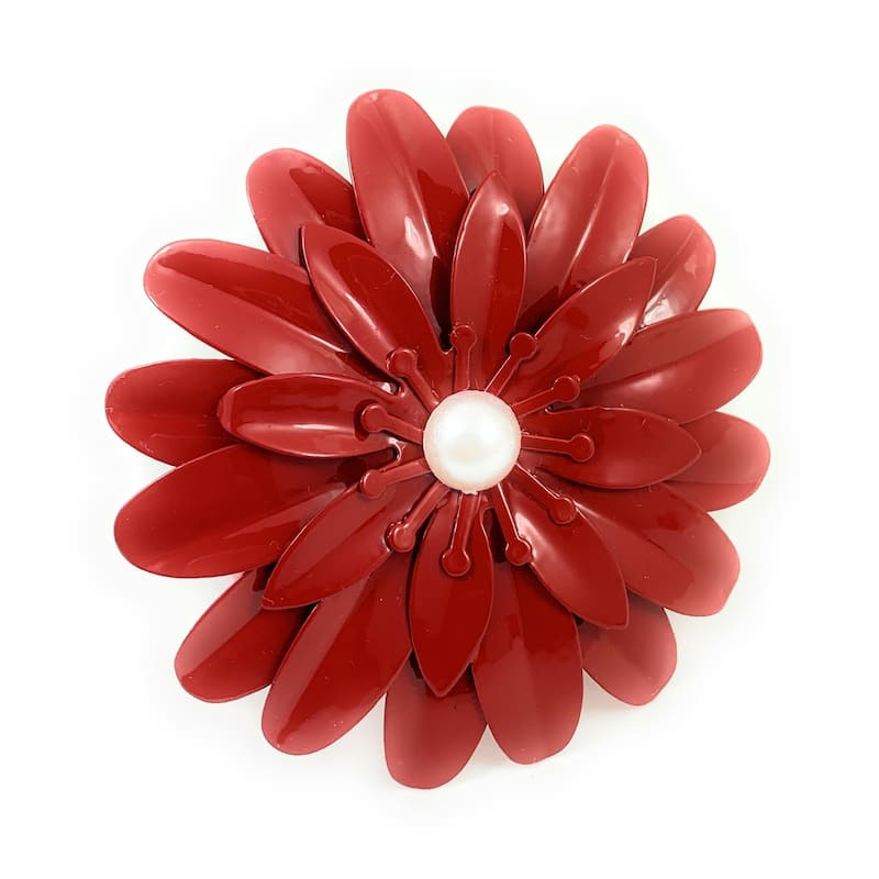 Vibhsa Flower Napkin Rings Set of 4 (Red Pearl)