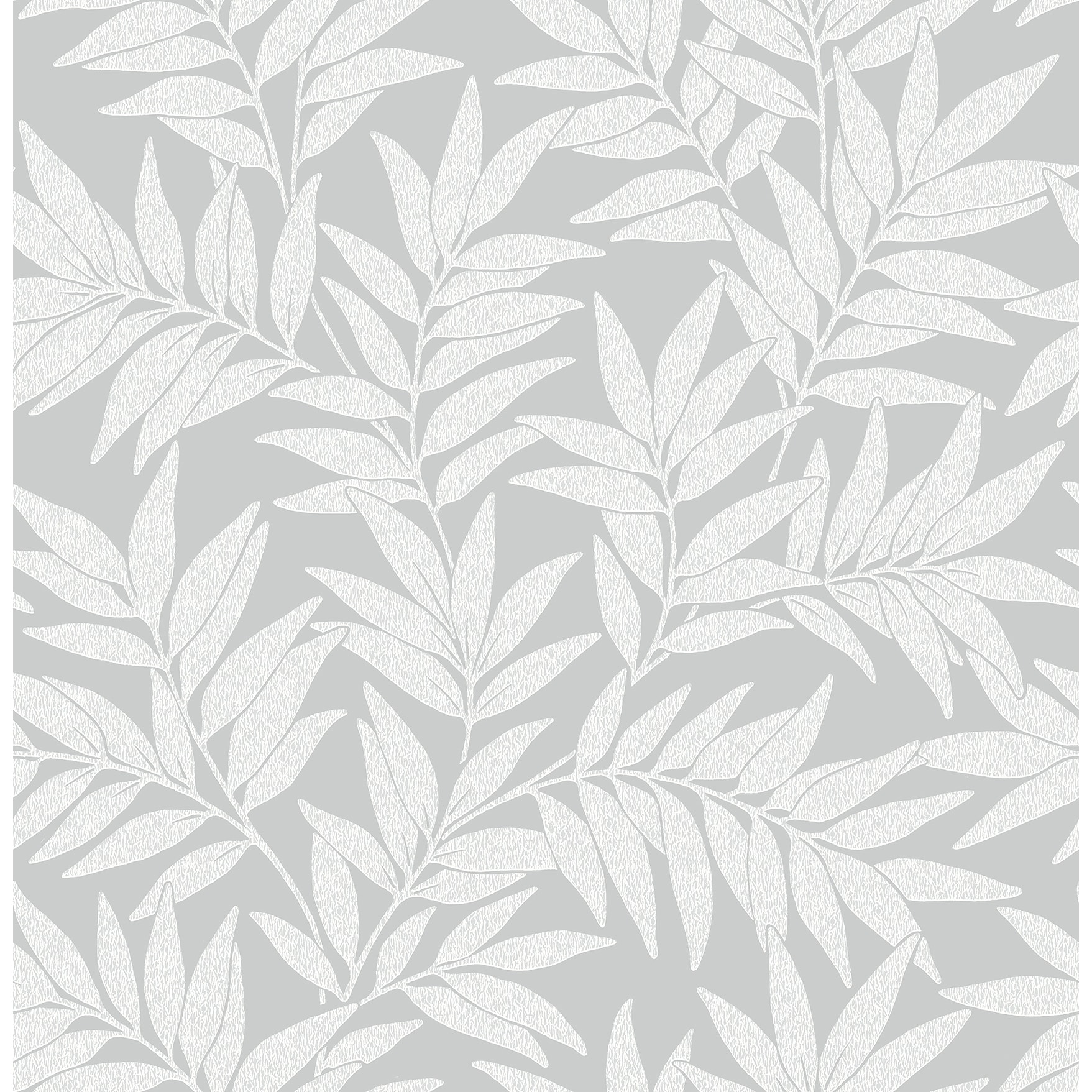 A-Street Prints Morris Light Grey Leaf Wallpaper