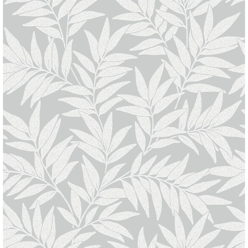 A-Street Prints Morris Light Grey Leaf Wallpaper
