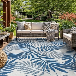 World Rug Gallery Palm Leaves Reversible Recycled Plastic Outdoor Rugs ...