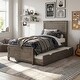 preview thumbnail 6 of 11, Furniture of America Lanister Wood Wire-Brushed Warm Grey Kids Panel Bed with Trundle Full