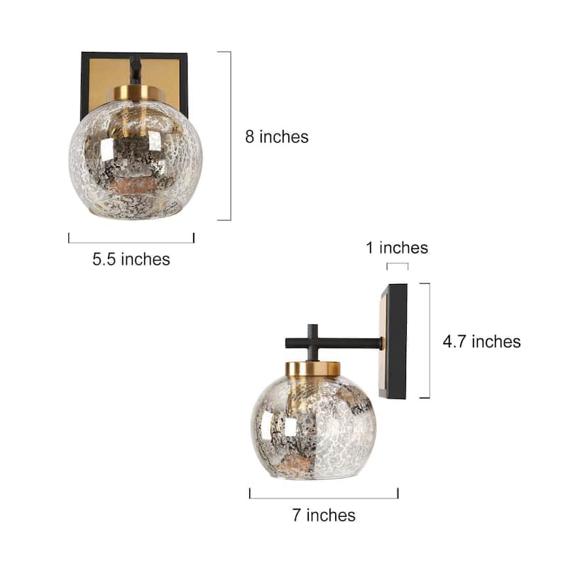Modern 1/2/3/4-Light Black Gold Bathroom Vanity Lights Mercury Glass Wall Sconces