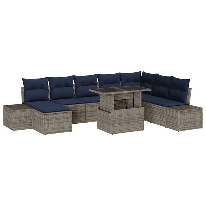 vidaXL 9 Piece Outdoor Sofa Set with Cushions - 125.6×60.6×27.2