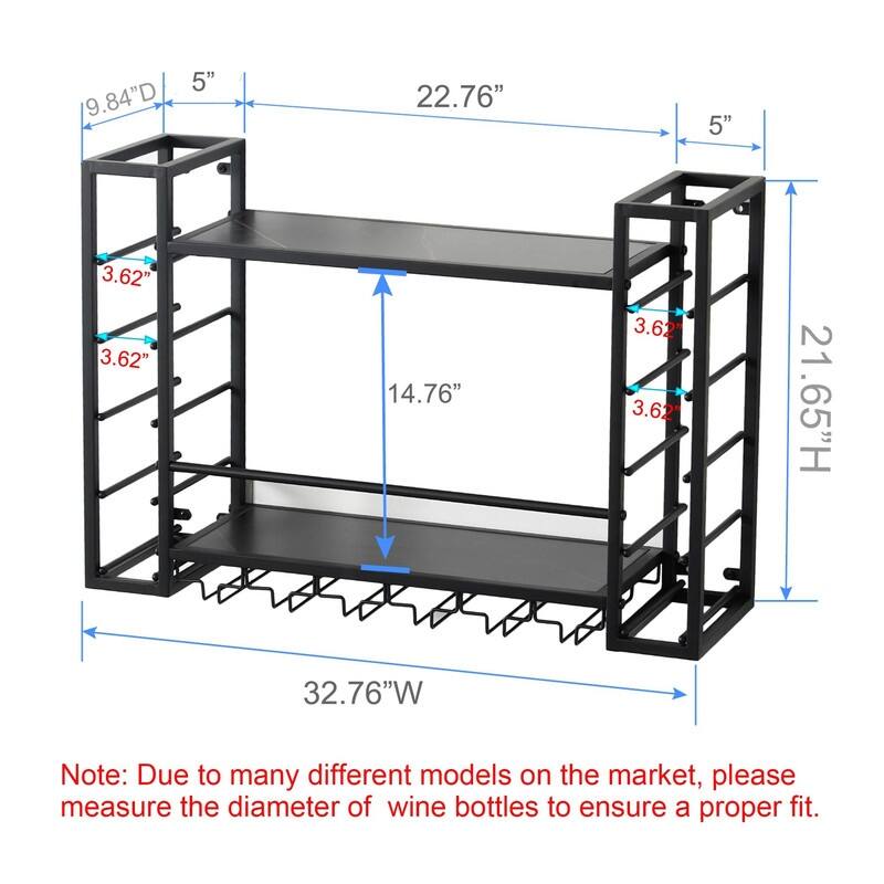 Wall Mounted Wine Rack - 32.76"D x 9.84"W x 21.65"H