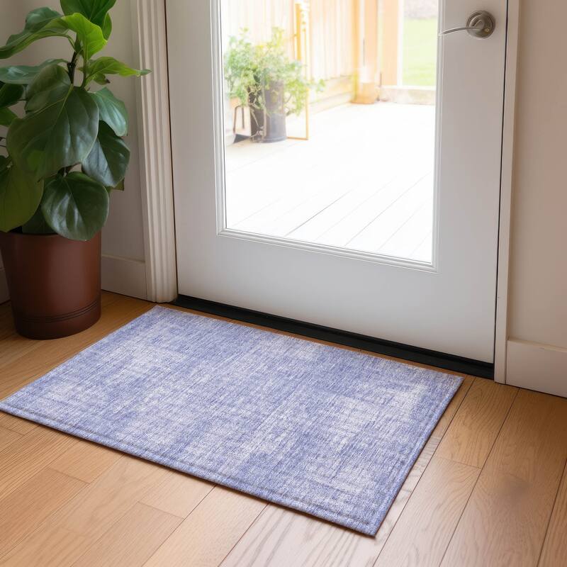 Machine Washable Indoor/ Outdoor Chantille Abstract Solid Rug