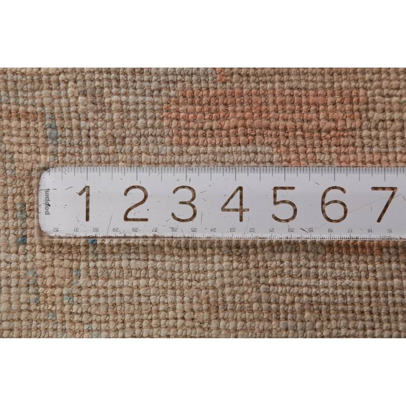 Hand Knotted Oriental 100% Wool Carpet Transitional All-Over Peach Oushak Area Rug - 9' 0'' X 6' 3''